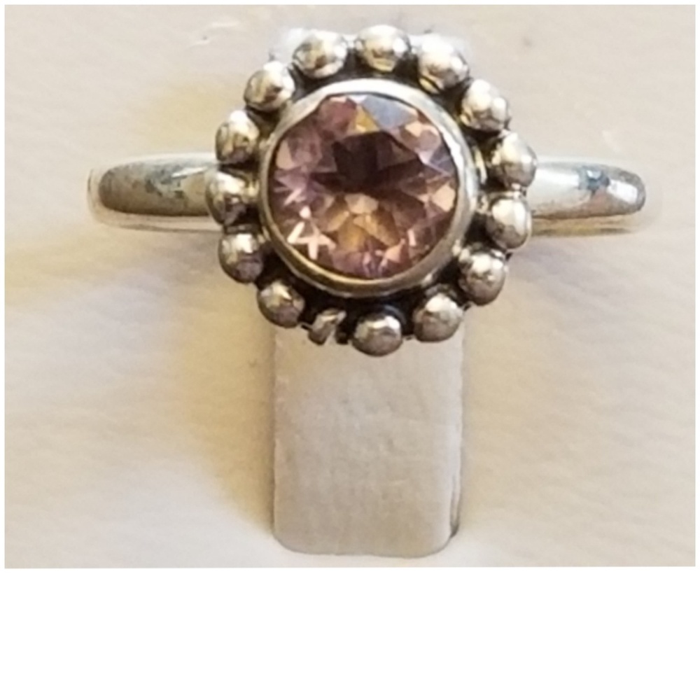 Genuine 1ct Pink Kunzite Flower Band Ring Size 6.5